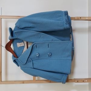 Blue cropped anthropologie wool swing coat